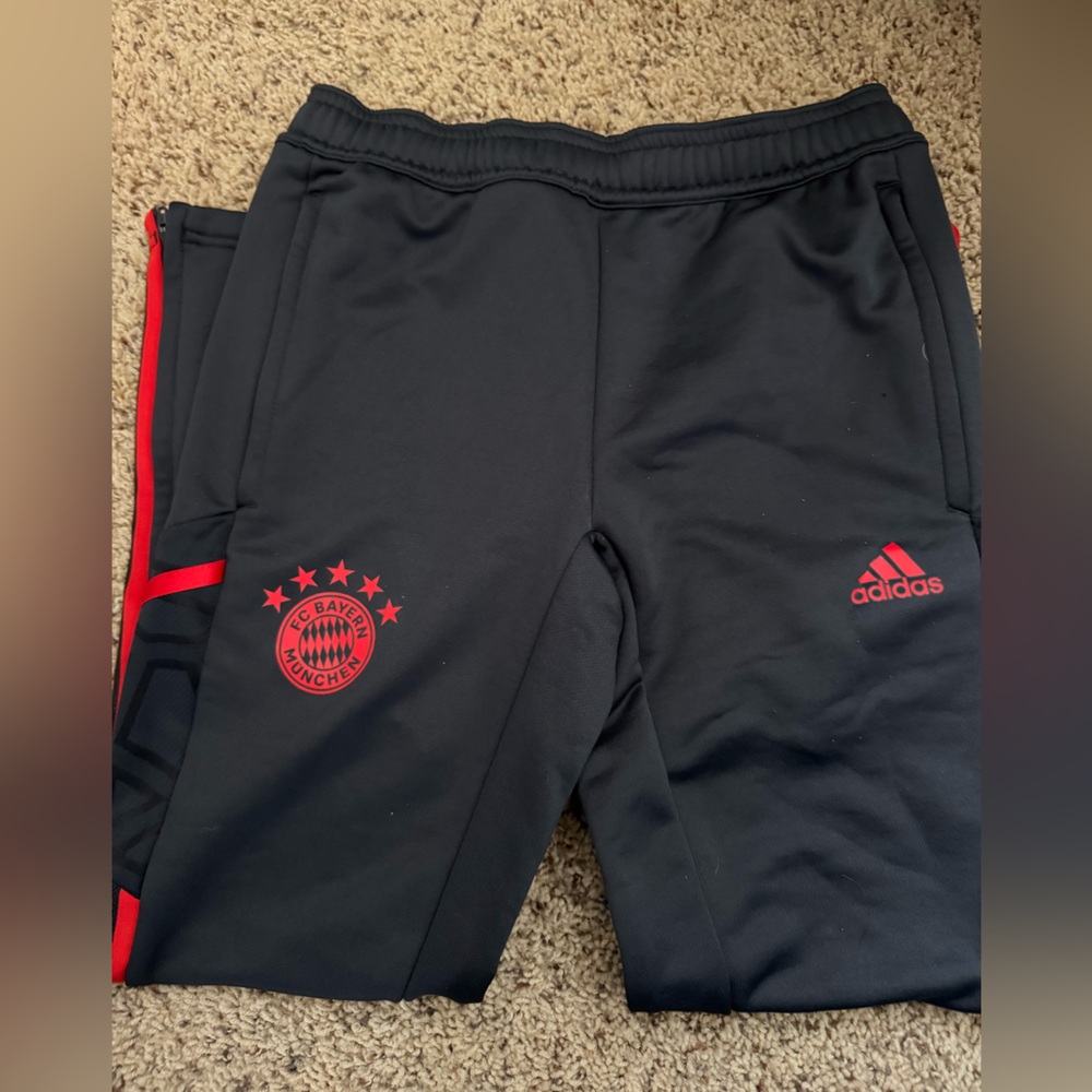 Adidas Kids Black Joggers with Red Accents